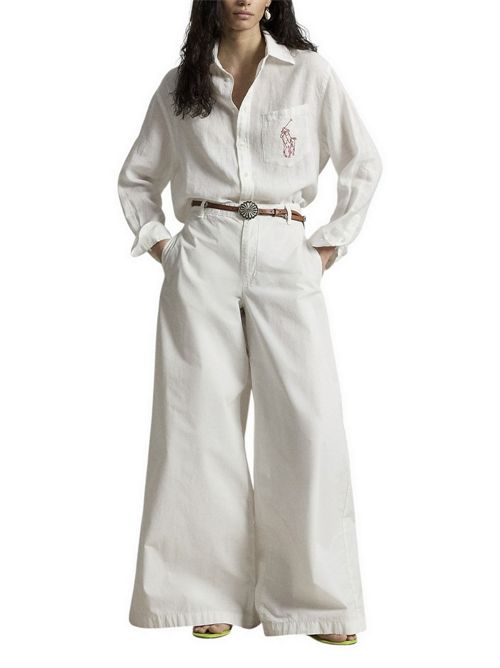 camicia donna con big pony bianco